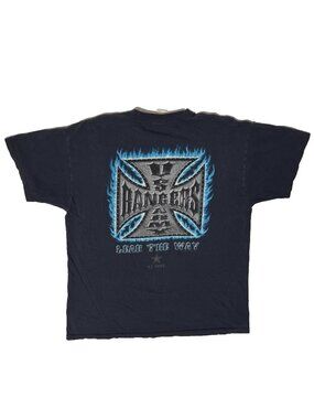 US Army Rangers American West Coast Choppers Black Vintage Tshirt - XL Biker